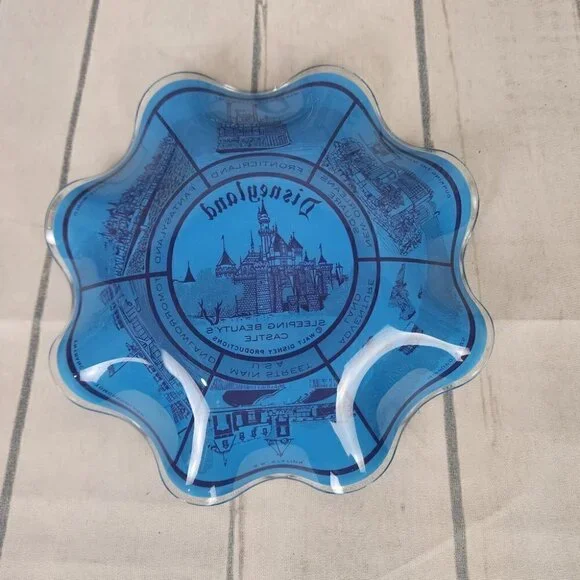 Vintage Disneyland Souvenir Fluted Candy Dish Sleeping Beauty's Castle Blue - Picture 6 of 13